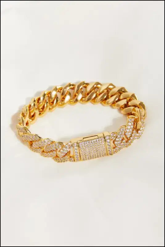 Alloy Inlaid Zircon Bracelet - Gold / 7