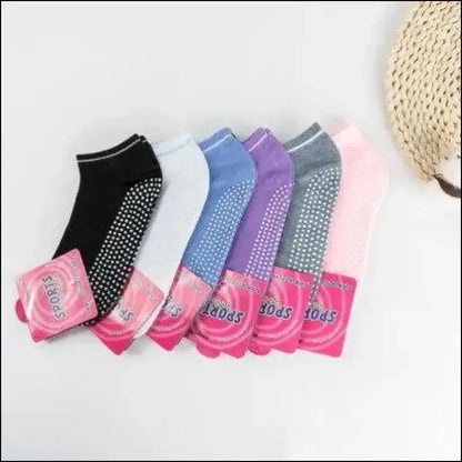 ’Anti-Slip Yoga Socks with Silicone Grip | Breathable Cotton Pilates Gym & Ballet for Women | Elastic Free Size | 5