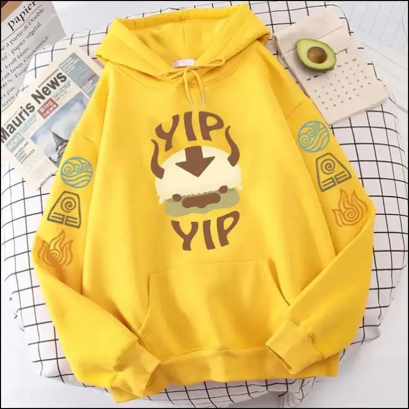 ’Avatar The Last Airbender Appa YIP Hoodie - Plus Size Anime Sweatshirt for Men & Women Autumn Streetwear’ - Avatar