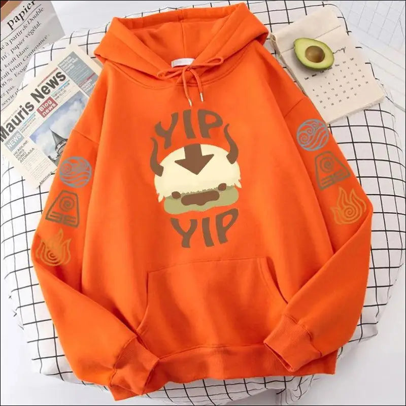 ’Avatar The Last Airbender Appa YIP Hoodie - Plus Size Anime Sweatshirt for Men & Women Autumn Streetwear’ - Avatar