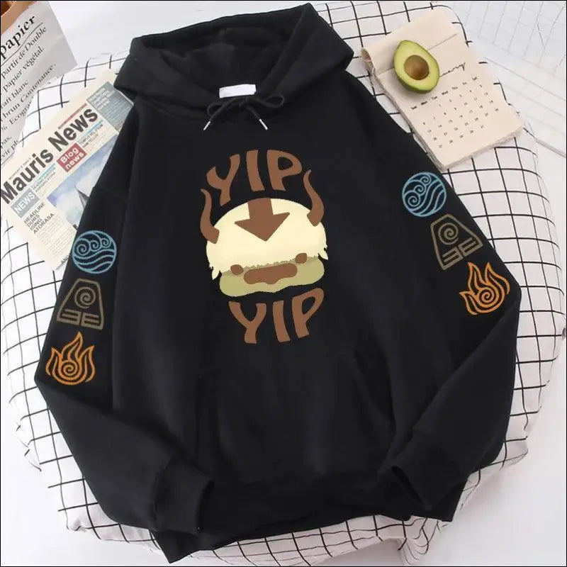 ’Avatar The Last Airbender Appa YIP Hoodie - Plus Size Anime Sweatshirt for Men & Women Autumn Streetwear’ - Avatar