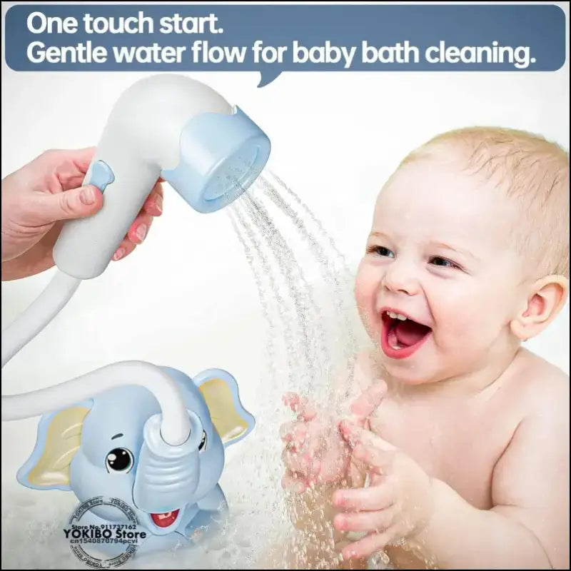 Baby Bath Toys Shower with Thermometer Electric Elephant Water Spray for Kids Tathtub Toddlers