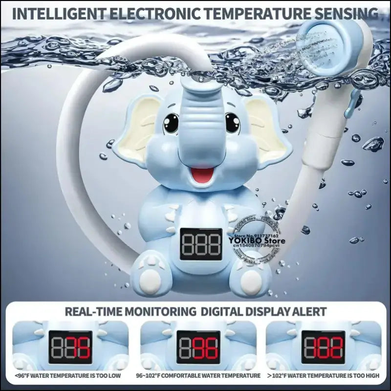 Baby Bath Toys Shower with Thermometer Electric Elephant Water Spray for Kids Tathtub Toddlers