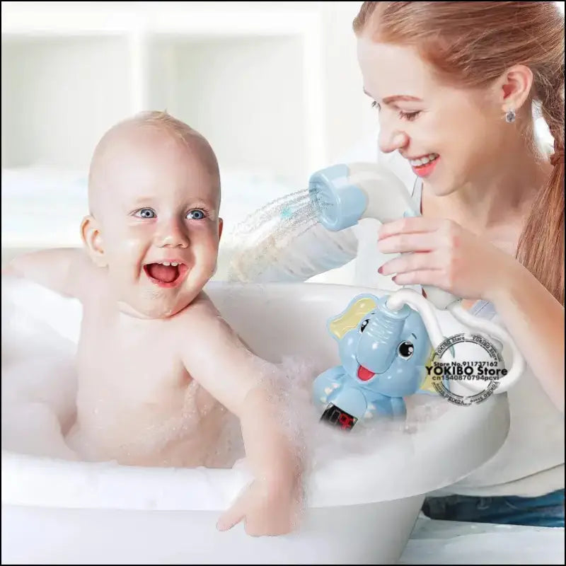 Baby Bath Toys Shower with Thermometer Electric Elephant Water Spray for Kids Tathtub Toddlers