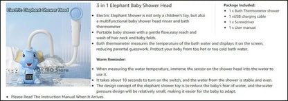 Baby Bath Toys Shower with Thermometer Electric Elephant Water Spray for Kids Tathtub Toddlers