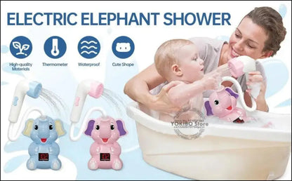 Baby Bath Toys Shower with Thermometer Electric Elephant Water Spray for Kids Tathtub Toddlers