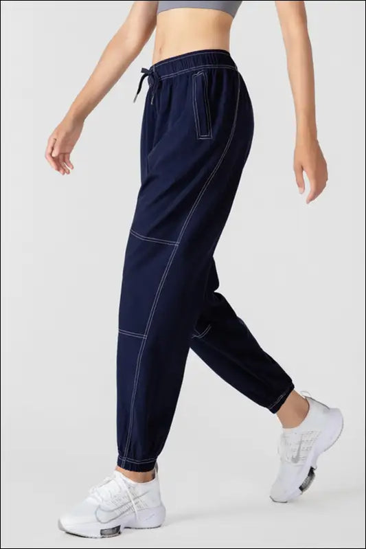 Basic Bae Drawstring Joggers with Pockets - Peacock Blue / S