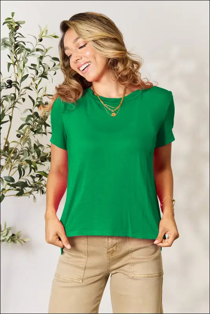 Basic Bae Full Size Round Neck Short Sleeve T-Shirt - Green / S