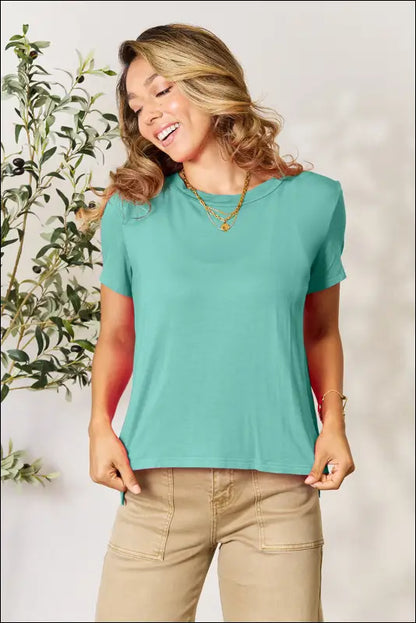 Basic Bae Full Size Round Neck Short Sleeve T-Shirt - Teal / S