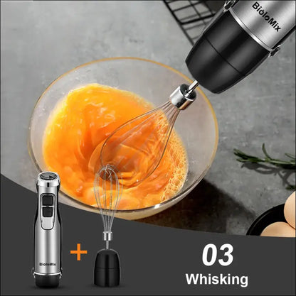 BioloMix 4-in-1 High Power 1200W Immersion Hand Stick Blender Mixer with Chopper & Smoothie Cup Stainless Steel Ice