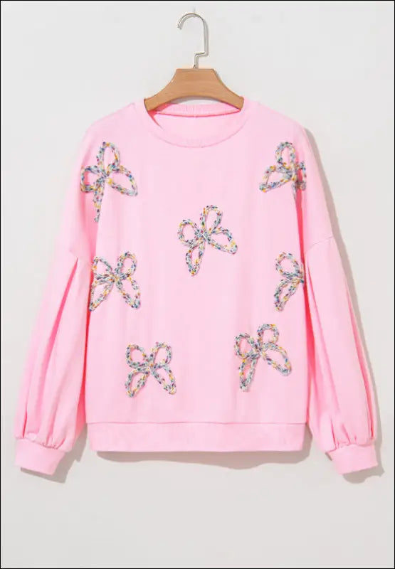 Bow Round Neck Long Sleeve Sweatshirt