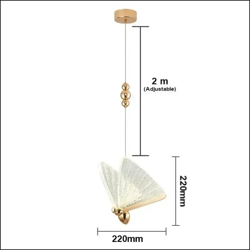 Butterfly LED Pendant Lights - Nordic Hanging Lamp for Bedroom Living Room Dining and Kitchen - Golden big / Natural