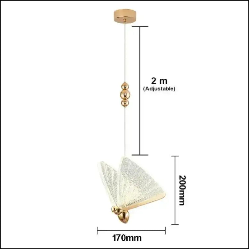 Butterfly LED Pendant Lights - Nordic Hanging Lamp for Bedroom Living Room Dining and Kitchen - Golden small / Natural