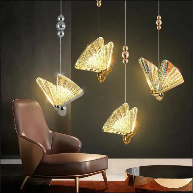 Butterfly LED Pendant Lights - Nordic Hanging Lamp for Bedroom Living Room Dining and Kitchen - Led