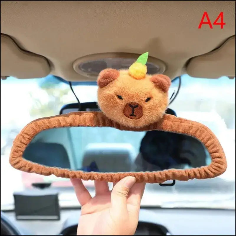 ’Capybara Plush Car Headrest Neck Pillow | Cute Kawaii Shoulder Protection with Tissue Box | Adorable Decoration