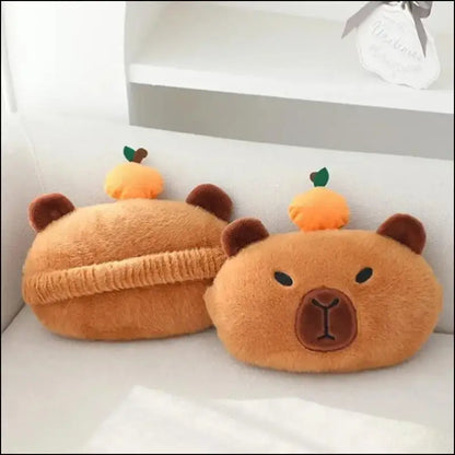 ’Capybara Plush Car Headrest Neck Pillow | Cute Kawaii Shoulder Protection with Tissue Box | Adorable Decoration