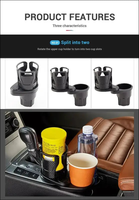 Car Cup Holder Expander For Adapter Adjustable Multifunctional Dual With Phone Aromatherapy Organizer