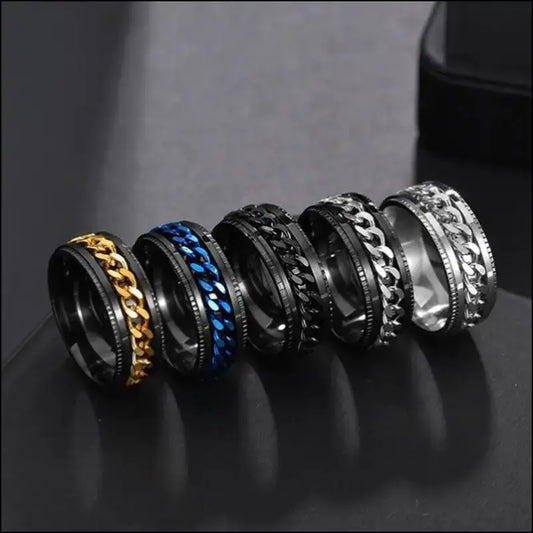 Cool Stainless Steel Rotatable Spinner Ring for Men & Women – High-Quality Chain Punk Jewelry Party or Gift - Men/Women