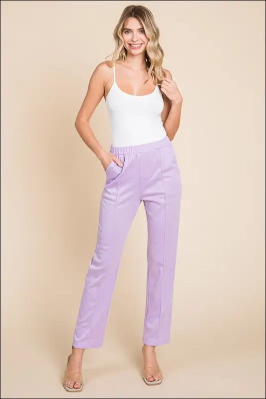 Culture Code Full Size Pin Tuck Detail Slim Pants - Lilac / S