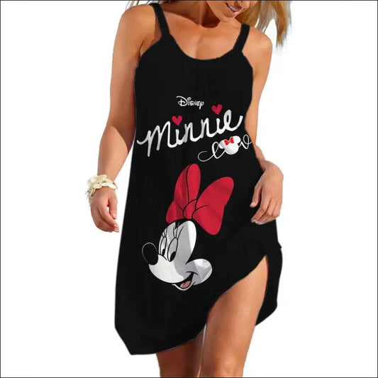 ’Disney Mickey & Minnie 3D Print Slip Dress - Cute Sexy Summer Beach Sling for Women’ - DDQ-091018 / 3XL - Woman