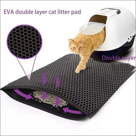 ’Double Layer Waterproof Cat Litter Mat - Non-Slip Washable Pet Pad with Bonus Gift for Easy Cleanup’