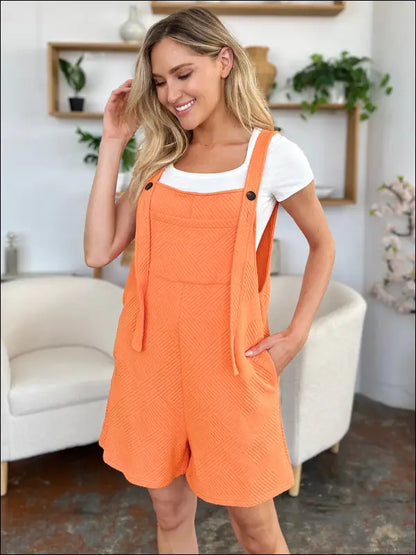 Double Take Full Size Texture Sleeveless Romper