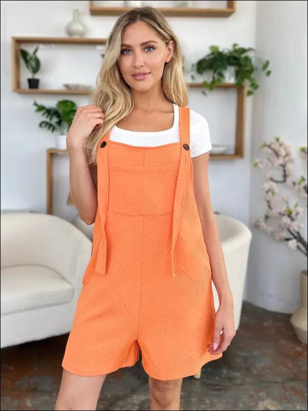 Double Take Full Size Texture Sleeveless Romper