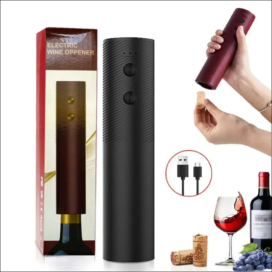 Electric Wine Bottle Opener – Rechargeable Automatic Corkscrew for Red One-Click Button Tool