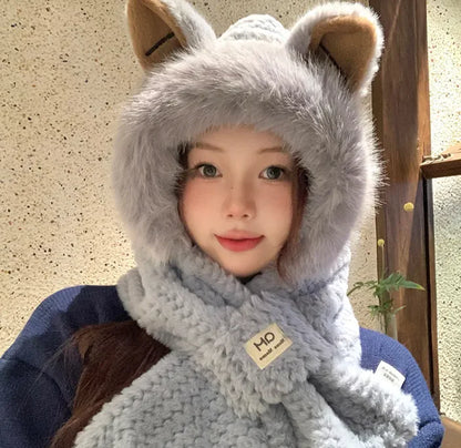 Autumn And Winter Cute Furry Fox Ear Hat