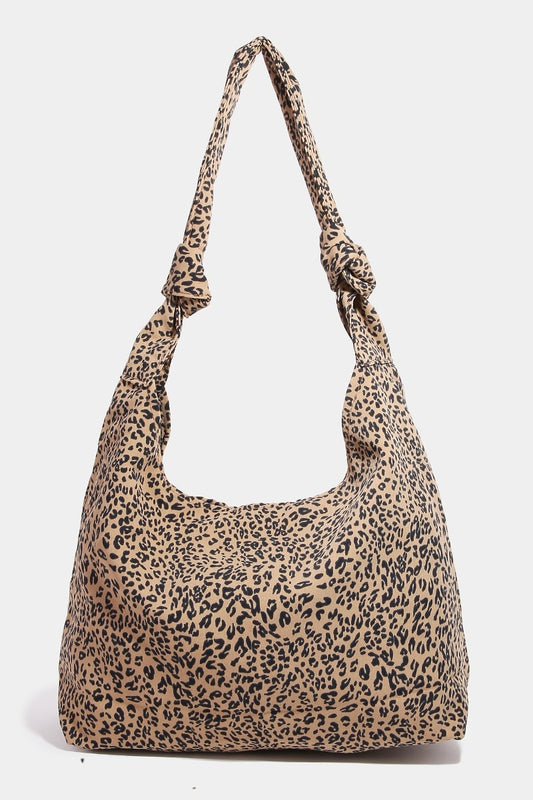 Fame Leopard Knotted Strap Shoulder Bag