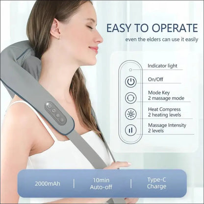 Foreverlily Wireless Neck and Back Massager – Shoulder Kneading Massage Shawl for Cervical Trapezius Relaxation