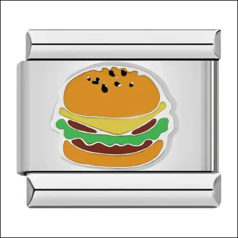 ’Hapiship 2022 Fashion Food Charm - Hamburger & Ice Cream Italian Links for 9mm Stainless Steel DIY Bracelet’