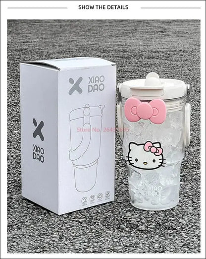 ’Hello Kitty Large Capacity Water Bottle - 600/900ml Cartoon Straw Cup for Outdoor Fitness & Sports’