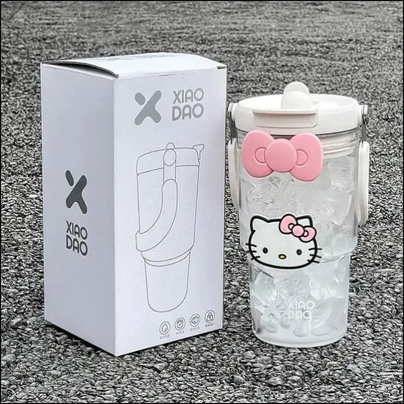 ’Hello Kitty Large Capacity Water Bottle - 600/900ml Cartoon Straw Cup for Outdoor Fitness & Sports’