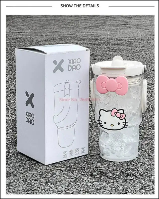 ’Hello Kitty Large Capacity Water Bottle - 600/900ml Cartoon Straw Cup for Outdoor Fitness & Sports’