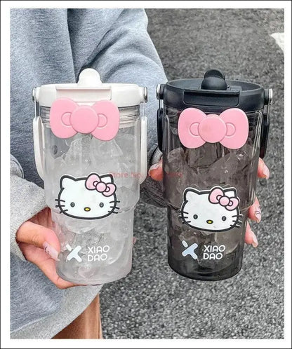 ’Hello Kitty Large Capacity Water Bottle - 600/900ml Cartoon Straw Cup for Outdoor Fitness & Sports’