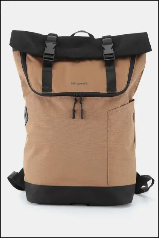 Himawari Contrast Waterproof Canvas Backpack Bag - Mocha / One Size