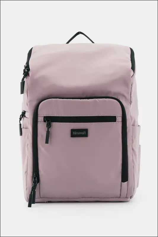 Himawari Nylon Waterproof Backpack Bag - Mauve / One Size - Contrast Water and Scratch-Resistant