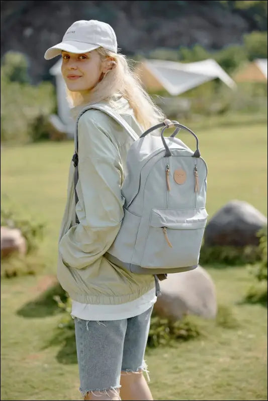 Himawari Waterproof Backpack Bag with Multilayer Pockets - Light Gray / One Size - Contrast Water and Scratch-Resistant