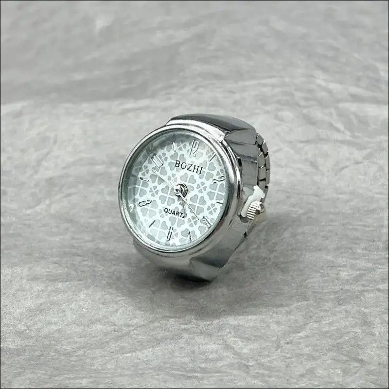 Hot Selling Vintage Finger Watch Ring – Creative Quartz Movement Fashion Accessory for Men & Women - White-steel