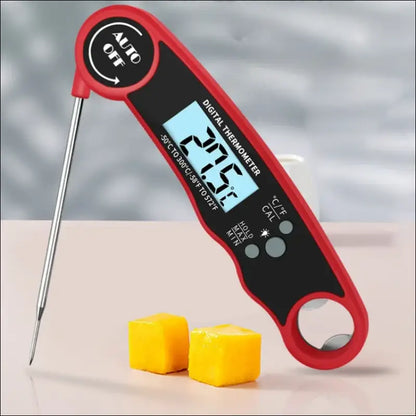 Household Barbecue and Baking Kitchen Meat Folding Portable Digital Thermometer Probe - Red - portable digital