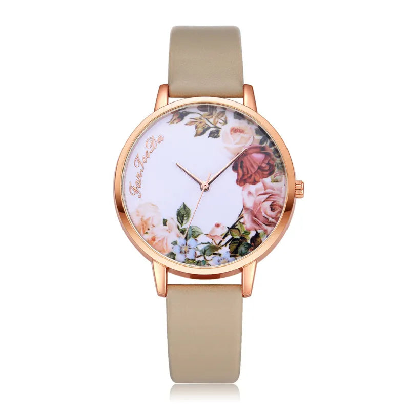 Flower Pattern Thin Strap Watch