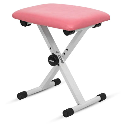 5 Core Keyboard Bench X Style Piano Stool Padded Adjustable Keyboards Chair Pink