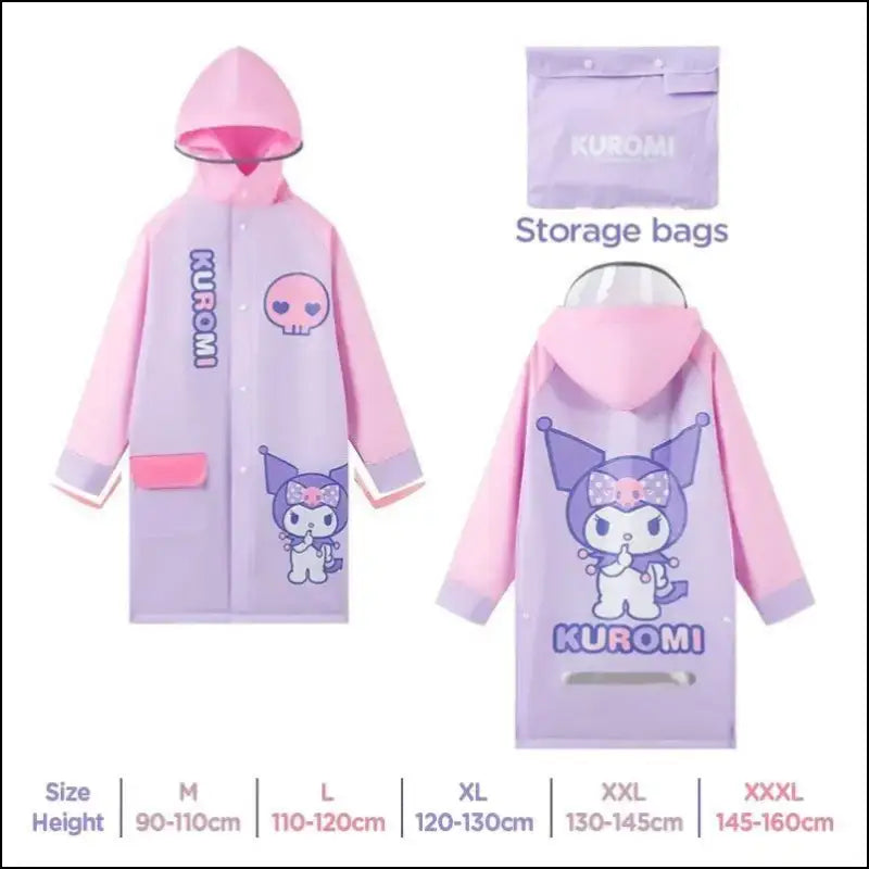 Japanese Anime Kids Raincoat – Waterproof Hooded Poncho for Girls & Boys Perfect Walking Cycling Outdoor Adventures