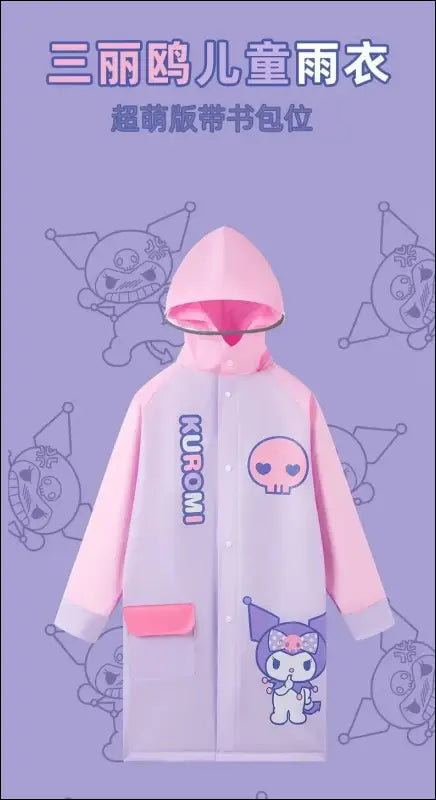 Japanese Anime Kids Raincoat – Waterproof Hooded Poncho for Girls & Boys Perfect Walking Cycling Outdoor Adventures