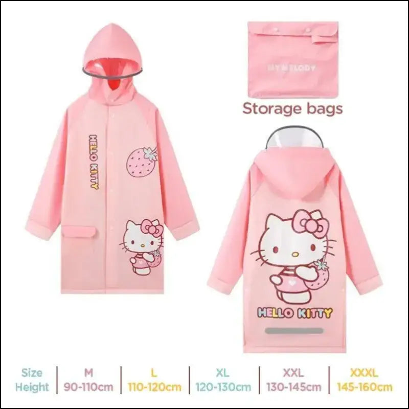 Japanese Anime Kids Raincoat – Waterproof Hooded Poncho for Girls & Boys Perfect Walking Cycling Outdoor Adventures