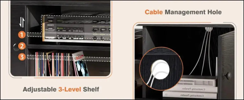 JHK Wooden TV Stand for Up to 60 Inch - Entertainment Center with Adjustable Shelf & 2 Storage Cabinets Living Room