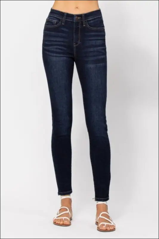 Judy Blue Full Size High Waist Handsand Skinny Jeans - Dark / 0/24