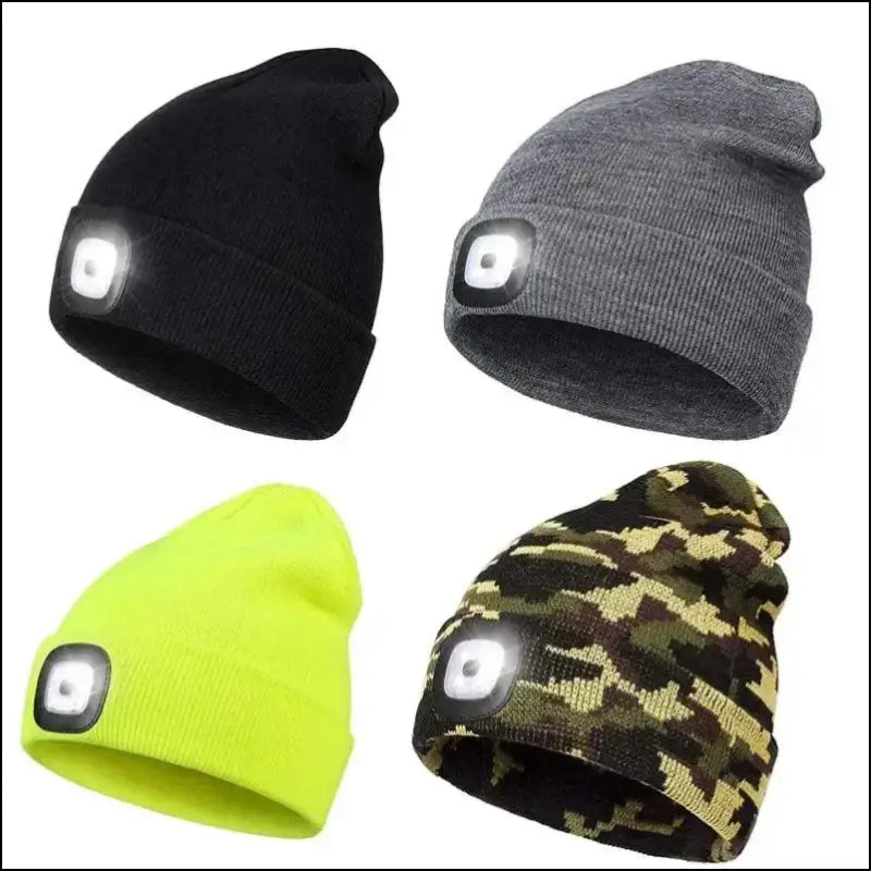 LED Beanie Hat with Light Unisex Warm Winter USB Rechargeable Headlamp Cap Knitted Night Lighted Flashlight