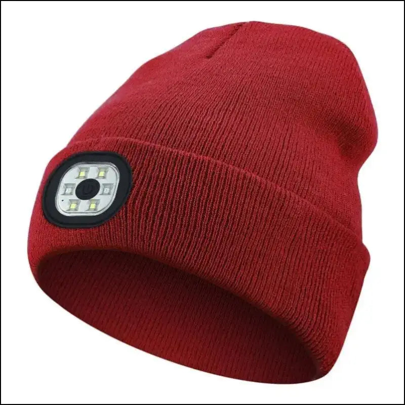 LED Beanie Hat with Light Unisex Warm Winter USB Rechargeable Headlamp Cap Knitted Night Lighted Flashlight